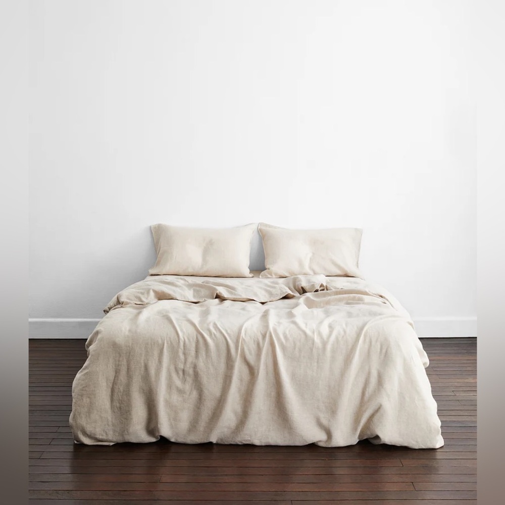 Bed threads luxury linen duvet cover, off white oatmeal color in Twin / Twin XL